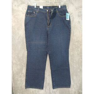 IZOD Jeans Womens 16W Blue Denim Stretch Boot Cut Straight Leg Dark Wash